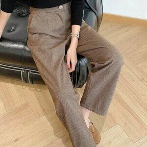 Brown Casual Women's Slim Fit Long Pants